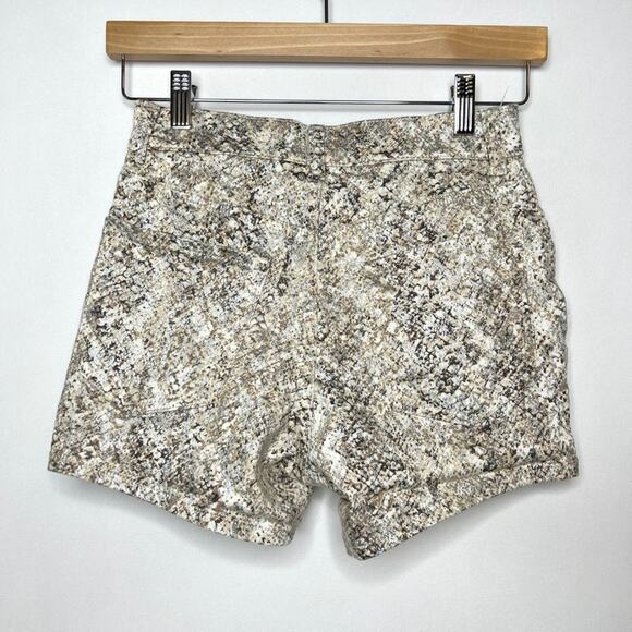 Express Midi High Rise Stretch Metallic Snake Print Shorts 00 - Picture 4 of 8